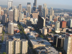View from Space Needle, with Fourth & Battery Building at Bottom Right. Image Credit: Federico Pizano (CC by 3.0).